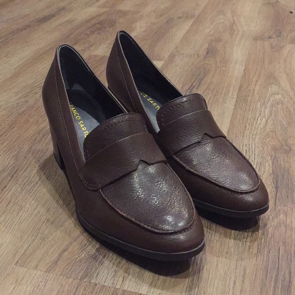 Franco Sarto Brown loafer heels